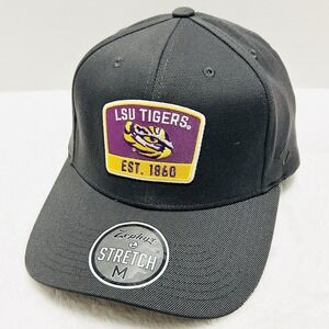 Zephyr LSU Tigers Logo Patch Hat Cap Stretch‎ Flex Medium Charcoal NCAA College